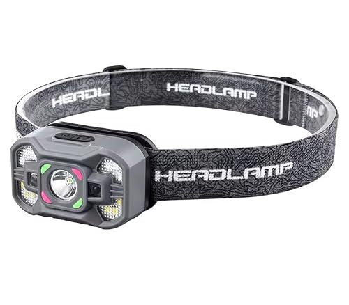 GlowBase LED Headlamp with Wave Sensor, 45° Adjustable, Rechargeable, for Camping, Hiki…