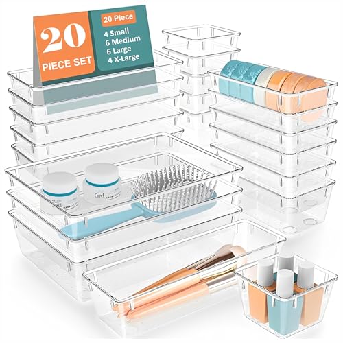 JD FRESH Polypropylene Set of 20 Drawer Organiser/Unbreakable Drawer Organizers/Dressin…
