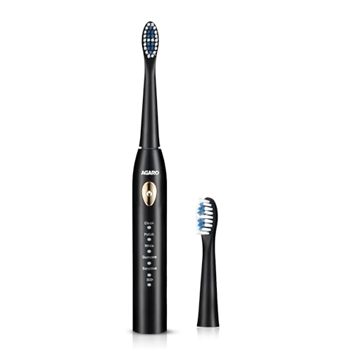 AGARO COSMIC LITE Sonic Electric Tooth Brush For Adults With 5 Modes, 2 Brush Heads & R…