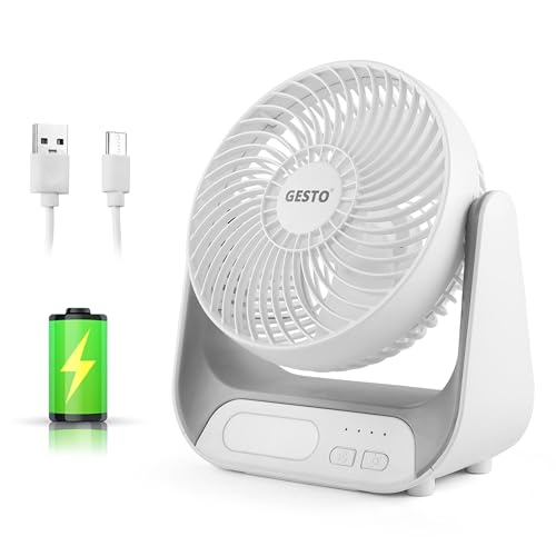 Gesto 7.4 Inch High Speed Rechargeable Table Fan for Home – USB Charging Battery Fan Wi…