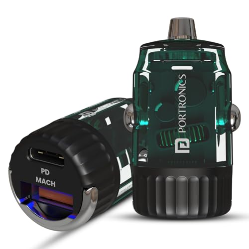 Portronics Car Power View 36W Car Charger, Dual Port (18W USB Type-A & 36W Type-C), Fas…