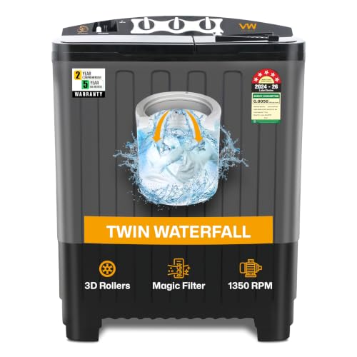 VW Visio World 7.5 kg 5 Star Aqua Spin Semi Automatic Top Load Washing Machine Aqua-Spi…