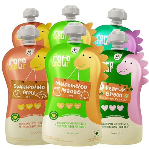 Rorosaur Baby Food Puree Pouch Combo | Fruit & Veggie Purees for 6+ Months | Ready to E…