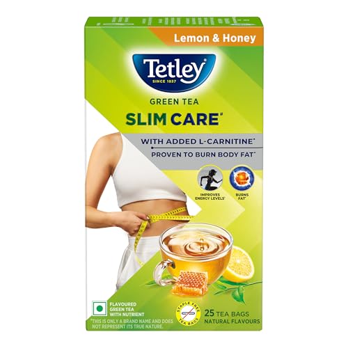 Tetley Green Tea Slim Care, With Added L-Carnitine, Helps Burn Body Fat, Boosts Energy,…