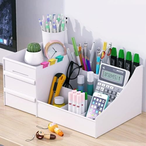 Shuttle Art Office Desk Organizer with Drawer, All in One Office Supplies and Cool Desk…
