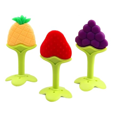 3 PCS Baby Teething Toys, Soft Fruit Teething Toys for Babies 0-6 Months 6-12 Months, S…