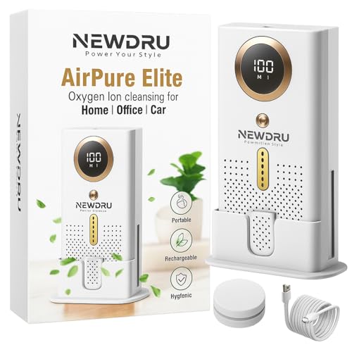 NEWDRU AirPure Elite – Portable Air Purifier Deodorizer | Removes Odours in Car, Fridge…