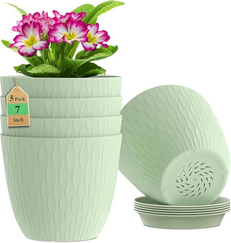 StyleX Store Plastic Round Flower Pots with Drainage Hole Saucers | Durable Outdoor Ind…