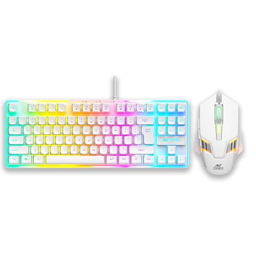 Ant Esports MK710 V2 Membrane TKL Wired Gaming Keyboard Mouse Combo 87 UV Coated Mechan…