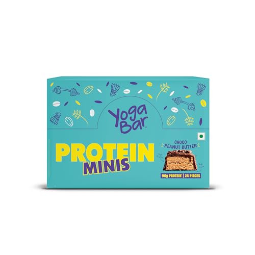 Yogabar Protein Minis, 4g Protein Bar (24 Bars, Choco Peanut Butter) | Dark Chocolate B…