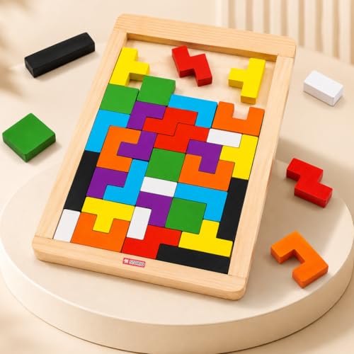 Storio Toys Wooden Russian Blocks Puzzles for Kids Adults, Wood Intelligence Puzzle for…