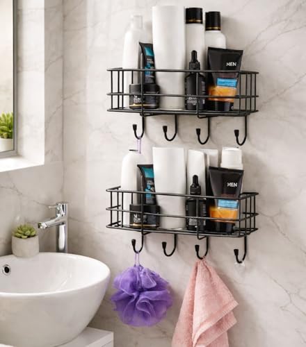 Oslen (Pack of 2 Self-Adhesive Multipurpose Bathroom Rack, Bathroom Shelf Organizer, Wa…