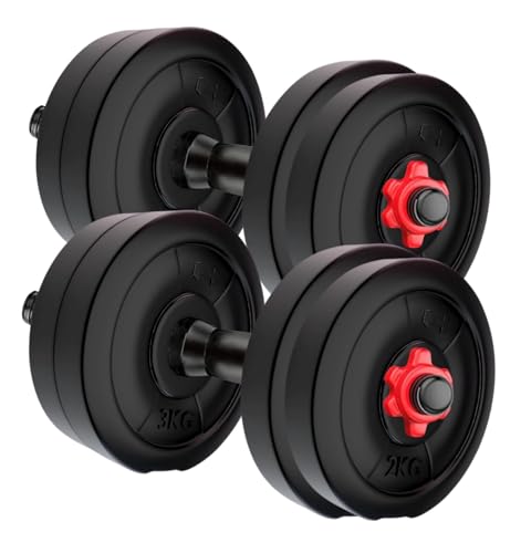Amazon Brand - Symactive 20 Kg Adjustable Dumbbell Set – Durable PVC Plates (2kg x 4, 3…