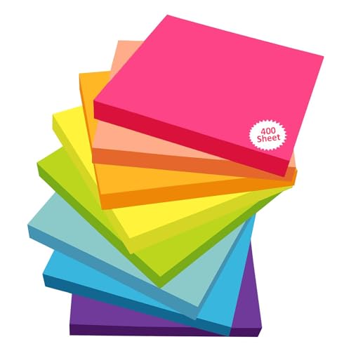Cubic Multicolour Sticky Notes – 400 Sheets | 5 Bright Colours (80 Sheets Each) | Self-…
