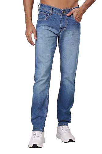 London Hills Men's Regular Fit Mid Rise Cotton Jeans for Man | Straight Fit Jeans for M…