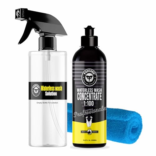 Foxcare Waterless Car Wash Kit 450ml | 100X Concentrate Car Cleaning Spray with Empty S…