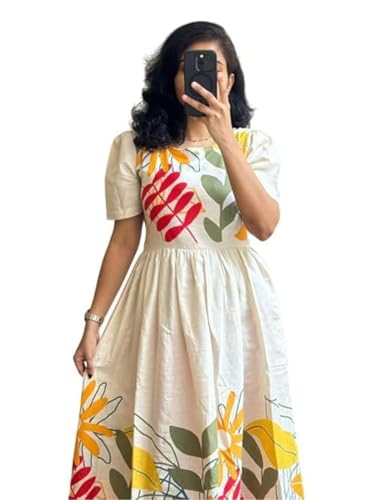 ROYALICA Women's Pure Cotton Maxi Midi Dress Western Dress for Women Elegant Floral Pri…