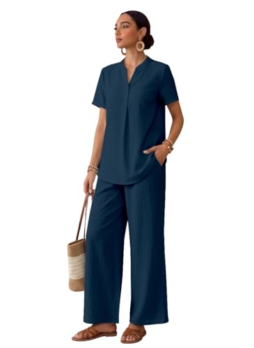 TOPLOT Women's Co-ord Set | Stylish Matching Top & Bottom Set | Notch Neckline with But…