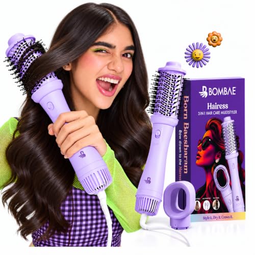 Bombae Hairess Ionic 3-In-1 Hot Air Brush Dryer, Curl, Volumizer & Straightener|Hair Dr…