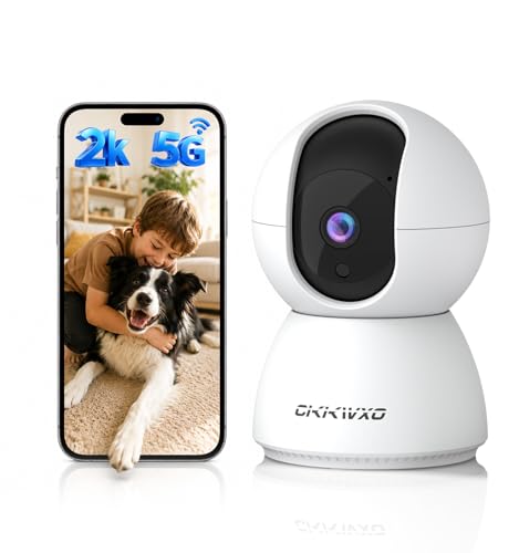 CiKiKWXO 2.4&5GHz WiFi Indoor Security Camera,2K/3MP Camera for Home Security, 355° Pan…