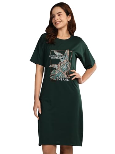 Duchess Cotton Half Sleeve Oversized T-Shirts for Women| Nighty - Loose Fit Tee with Po…