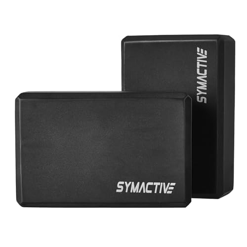 AMAZON BRAND - SYMACTIVE EVA FOAM YOGA BLOCKS | SET OF 2 | FOR STRENGTH, BALANCE & FLEX…