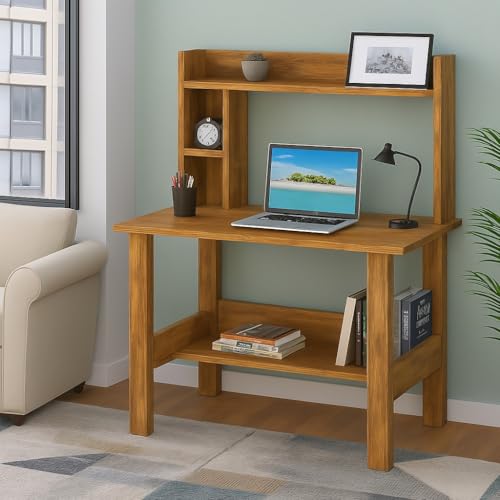 Callas ST-40 Wooden Study Table with Hutch & Bottom Storage – Multi-Purpose Office Desk…