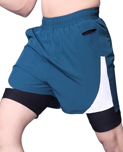 RynoGear Mens Gym Shorts with Compression Liner || Double Layer Shorts for Workout || S…