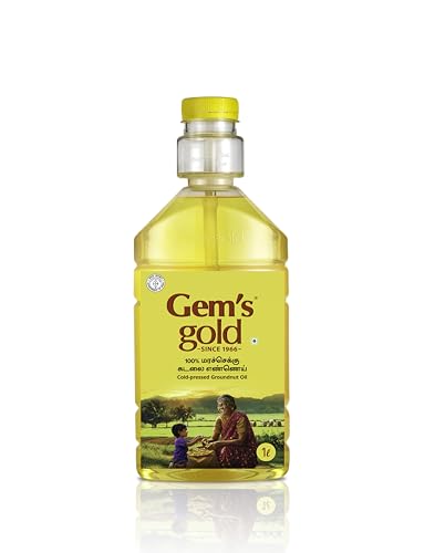 Gem's Gold Cold pressed Groundnut Cooking Oil 1l | Help Consume 30% Less Oil | Peanut O…