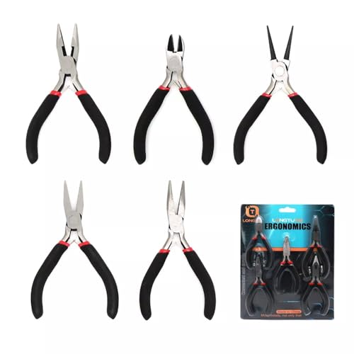 Jewelry Making Pliers Set, 5 Pieces, Professional Tool Kit with Needle Nose, Chain Nose…
