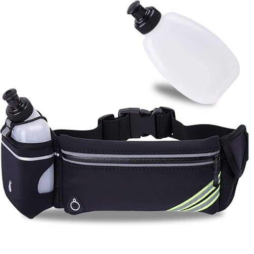 MTROYALDIA Running Belt Bag with Foldable Water Bottle Holder(Bottles Included), Large…