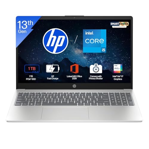 HP 15 Smartchoice, 13th Gen Intel Core i5-1334U (16GB DDR4, 1TB SSD) FHD, Anti-Glare, M…