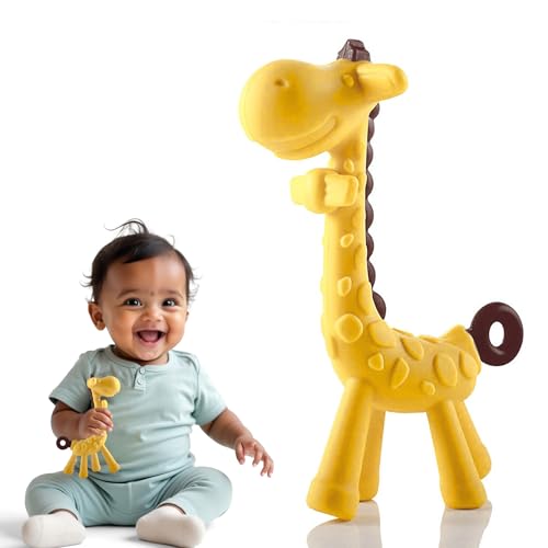 Kidology Giraffe Shaped Teether for Babies 6+ Months - BPA Free Silicone Teething Toys…