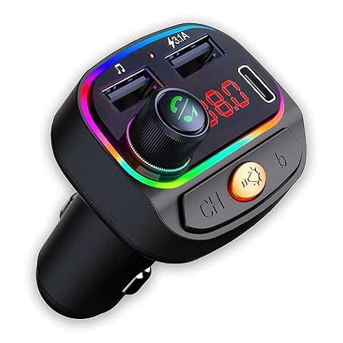 WeFly Car Bluetooth Device [Upgraded BT v5.3] with Call Receiver, FM Transmitter for Mu…