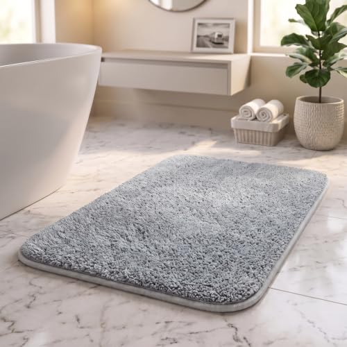 Earthy Fables Soft Microfiber Rectangular Bath Mat - Cut Pile, Quick Dry, Anti-Skid, Wa…