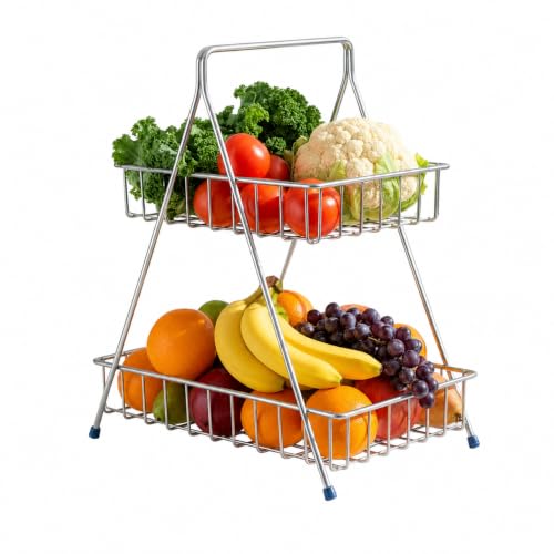 Homeor Counter Top 2-TierFruit & Vegetable Basket For Dining Table, Centre Table I Meta…