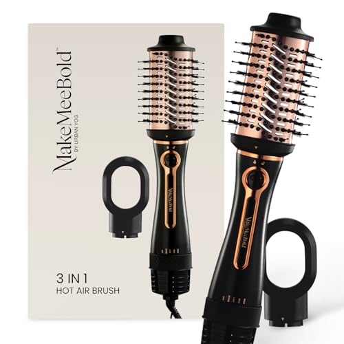 MakeMeeBold 3-in-1 Hot Air Brush | Hair Dryer, Straightener & Volumizer | 1.5-Inch Barr…