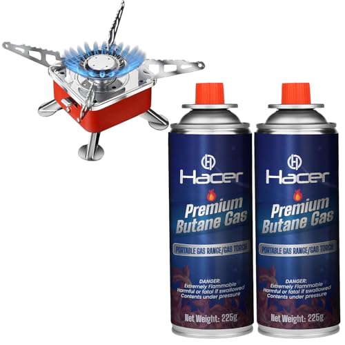 Hacer Portable Camping Gas Stove for Travel with Butane Gas Cylinder, Foldable Furnace…