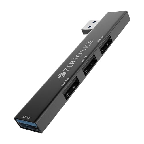 ZEBRONICS 210HB, 4 in 1 USB Hub, USB 3.0, 4 USB Ports, Speeds Upto 5 Gbps, Metal Body,…