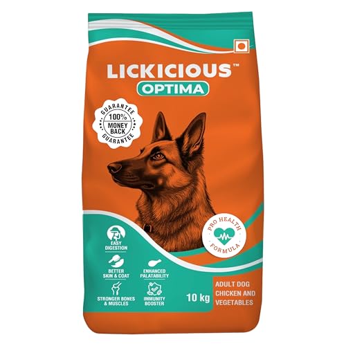 LICKICIOUS Optima Dry Dog Food Adult 10 KG | Chicken & Vegetable | Complete and Balance…
