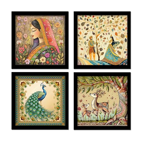 Rousrie Madhubani Art Framed Painting For Home, Living Room, Hall | Traditional Rajasth…