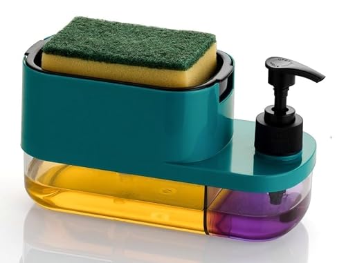 Leawall 3-in-1 Soap Dispenser with Sponge Holder – Bathroom Liquid Soap Pump for Kitche…