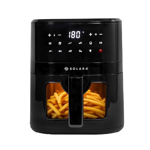 SOLARA Air Fryer For Home 4.5L with See Through Window, 10 Preset menus, 360° High Spee…