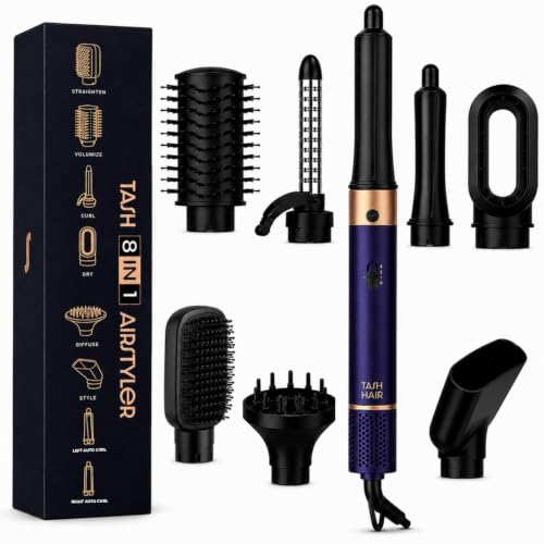 Tash Hair 8 in 1 AirStyler- Auto Wrap Curlers, Hot Air Brush, Straightener Brush, Curli…