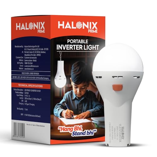 Halonix 5W Portable LED Torch + Bulb 2-In-1 Emergency Hanging Lantern,Rechargeable Emer…