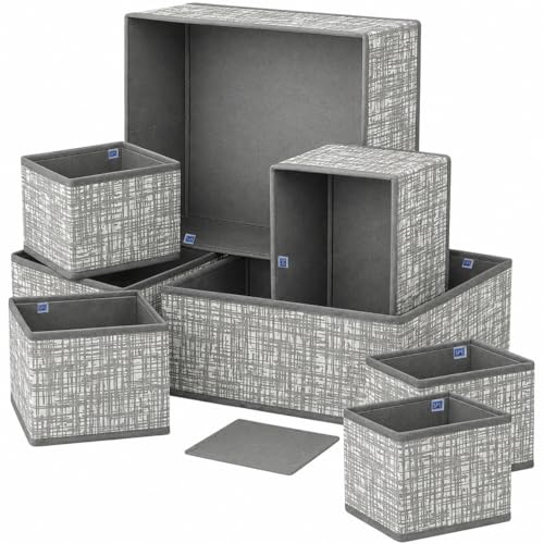 Skrill 8-Piece Foldable Cloth Storage Box Set | Odourless Cube Baskets, Bins & Dividers…