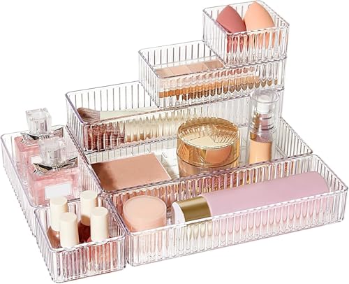 INOVERA (LABEL) 7 Pieces Makeup Drawer Organiser Tray - Cosmetic Organizer Containers -…