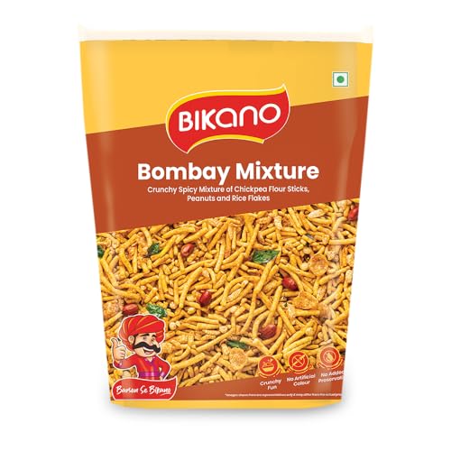 Bikano Bombay Mixture | Spicy & Tangy Indian Namkeen Snack | Crunchy Blend of Sev, Pean…