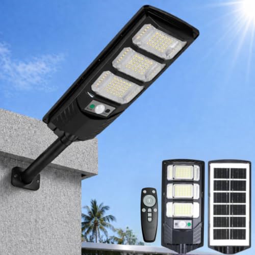 XERGY 100W Solar LED Street Light with Remote – 144 LED, Motion Sensor, Auto On/Off Dus…