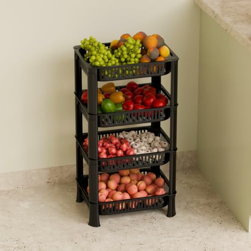 FOROLY 4-Layer Multipurpose Plastic Kitchen Storage Rack | Vegetable Basket Organizer |…